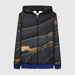 Толстовка на молнии женская Black gold, цвет: 3D-синий