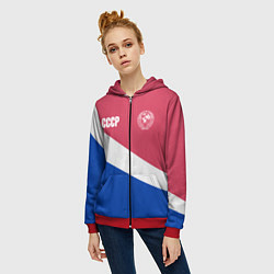 Толстовка на молнии женская СССР, цвет: 3D-красный — фото 2