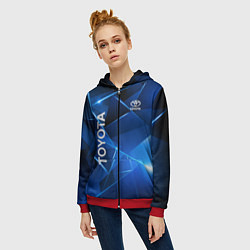 Толстовка на молнии женская Toyota, цвет: 3D-красный — фото 2