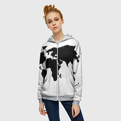 Толстовка на молнии женская Весь мир, цвет: 3D-меланж — фото 2