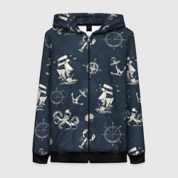 Женская толстовка на молнии Nautical art