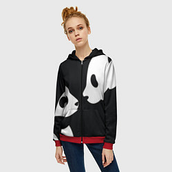 Толстовка на молнии женская Panda, цвет: 3D-красный — фото 2