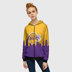 Толстовка на молнии женская LOS ANGELES LAKERS, цвет: 3D-черный — фото 2