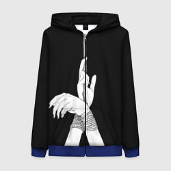 Толстовка на молнии женская Связанные руки эстетика, цвет: 3D-синий