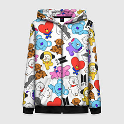 Толстовка на молнии женская BTS BT21, цвет: 3D-черный