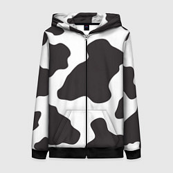 Толстовка на молнии женская Корова, цвет: 3D-черный
