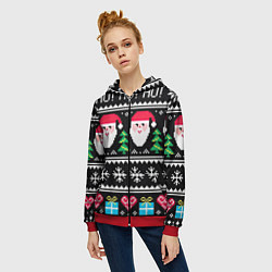 Толстовка на молнии женская Ho! Ho! Ho!, цвет: 3D-красный — фото 2