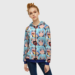 Толстовка на молнии женская Аква Коносуба Aqua Konosuba, цвет: 3D-синий — фото 2