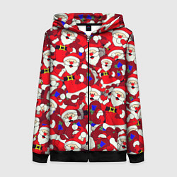 Толстовка на молнии женская Дед Санта, цвет: 3D-черный