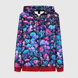 Толстовка на молнии женская Волшебные грибы, цвет: 3D-красный