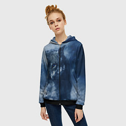 Толстовка на молнии женская Красивый волк, цвет: 3D-черный — фото 2