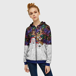 Толстовка на молнии женская Новый Год, цвет: 3D-синий — фото 2