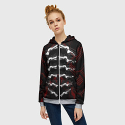 Толстовка на молнии женская Цифровой киберскелет, цвет: 3D-меланж — фото 2
