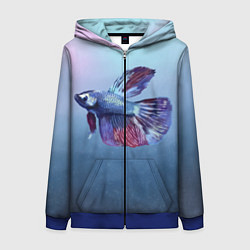 Толстовка на молнии женская Рыбка, цвет: 3D-синий