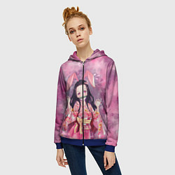 Толстовка на молнии женская Незуко Камадо, цвет: 3D-синий — фото 2