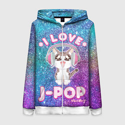 Женская толстовка на молнии I Love Cat Pop