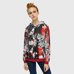 Толстовка на молнии женская ТЕТРАДЬ СМЕРТИ, цвет: 3D-красный — фото 2