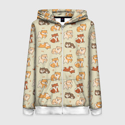 Толстовка на молнии женская Шиба-Ину, цвет: 3D-белый