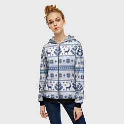 Толстовка на молнии женская Русские народные узоры, цвет: 3D-черный — фото 2
