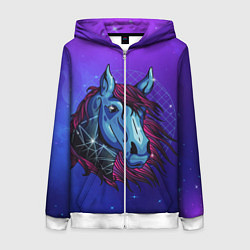 Толстовка на молнии женская Retrowave Neon Horse, цвет: 3D-белый