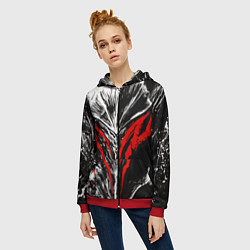 Толстовка на молнии женская BERSERK, цвет: 3D-красный — фото 2