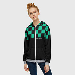 Толстовка на молнии женская Kamado Tanjirou Kimetsu no Yaiba, цвет: 3D-меланж — фото 2