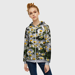 Толстовка на молнии женская Ромашки, цвет: 3D-меланж — фото 2