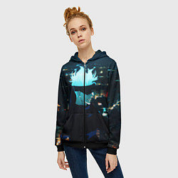 Толстовка на молнии женская Магическая битва, цвет: 3D-черный — фото 2