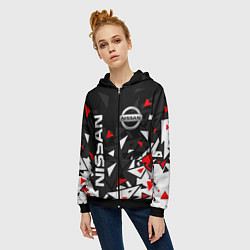 Толстовка на молнии женская NISSAN НИССАН ОСКОЛКИ, цвет: 3D-черный — фото 2