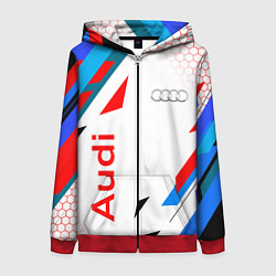 Толстовка на молнии женская AUDI АУДИ SPORT, цвет: 3D-красный