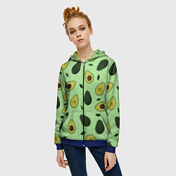 Толстовка на молнии женская Авокадо, цвет: 3D-синий — фото 2