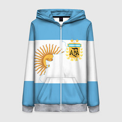 Толстовка на молнии женская Сборная Аргентины, цвет: 3D-меланж