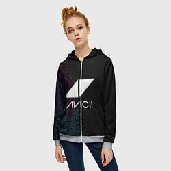 Толстовка на молнии женская AVICII RAIBOW STYLE, цвет: 3D-меланж — фото 2