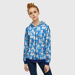 Толстовка на молнии женская Яхты, цвет: 3D-синий — фото 2