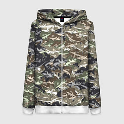Толстовка на молнии женская Камуфляж для рыбака, цвет: 3D-белый