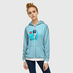Толстовка на молнии женская Любовь, море, космос, цвет: 3D-белый — фото 2