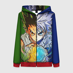 Толстовка на молнии женская Киллуа золдик и Гон хантер, цвет: 3D-красный