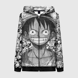 Женская толстовка на молнии Луфи улыбается one piece