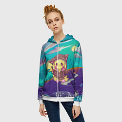 Толстовка на молнии женская Покемон в костюме, цвет: 3D-белый — фото 2