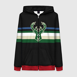 Толстовка на молнии женская Milwaukee Bucks форма Statement Edition, цвет: 3D-красный