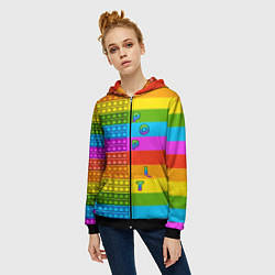 Толстовка на молнии женская POP it вертикальная надпись, цвет: 3D-черный — фото 2