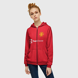 Толстовка на молнии женская Роналду Манчестер Юнайтед, цвет: 3D-красный — фото 2
