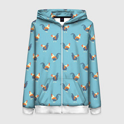 Женская толстовка на молнии Петушки паттерн