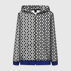 Женская толстовка на молнии Цветок Жизни чёрно-белый