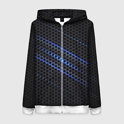 Толстовка на молнии женская СТАЛЬНАЯ СЕТКА НЕОН STEEL MESH NEON, цвет: 3D-белый