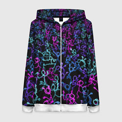 Толстовка на молнии женская Neon Rave Party, цвет: 3D-белый