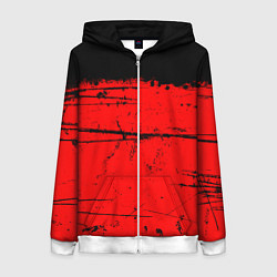 Толстовка на молнии женская КРАСНЫЙ ГРАНЖ RED GRUNGE, цвет: 3D-белый