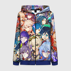 Толстовка на молнии женская Genshin Impact - персонажи, цвет: 3D-синий