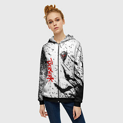 Толстовка на молнии женская Берсерк: Гранж, цвет: 3D-черный — фото 2