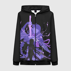 Толстовка на молнии женская Genshin Impact Raiden, цвет: 3D-черный